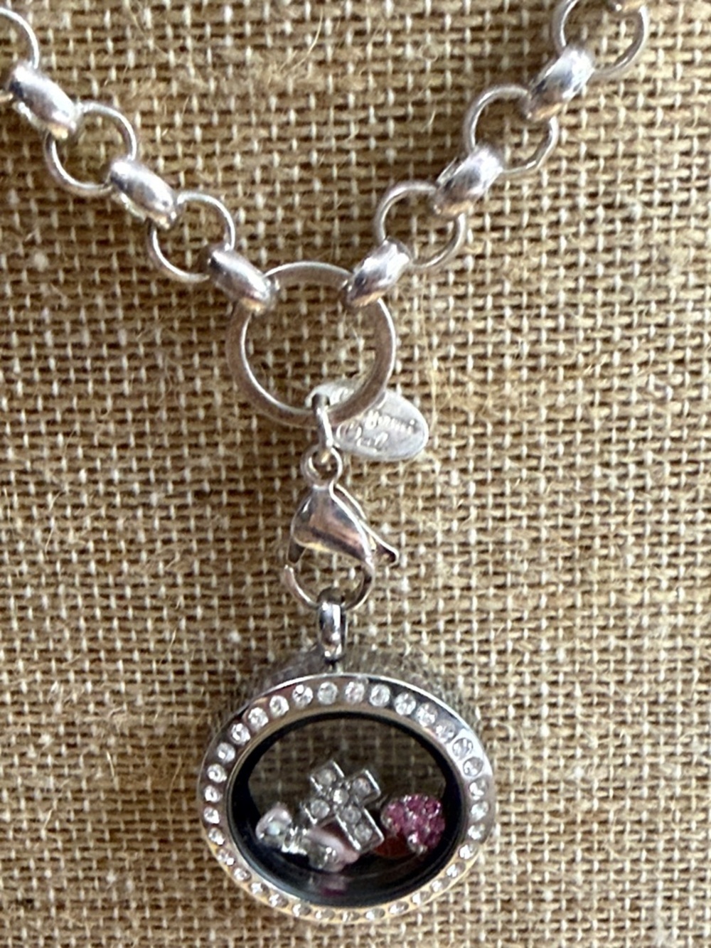 Origami Owl Silver-Tone Crystal Floating Locket Necklace - Picture 2 of 6